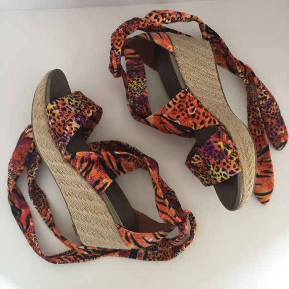 Impo Gleam Vegan Wedge Espadrille tie-on Sandals - Picture 4 of 7